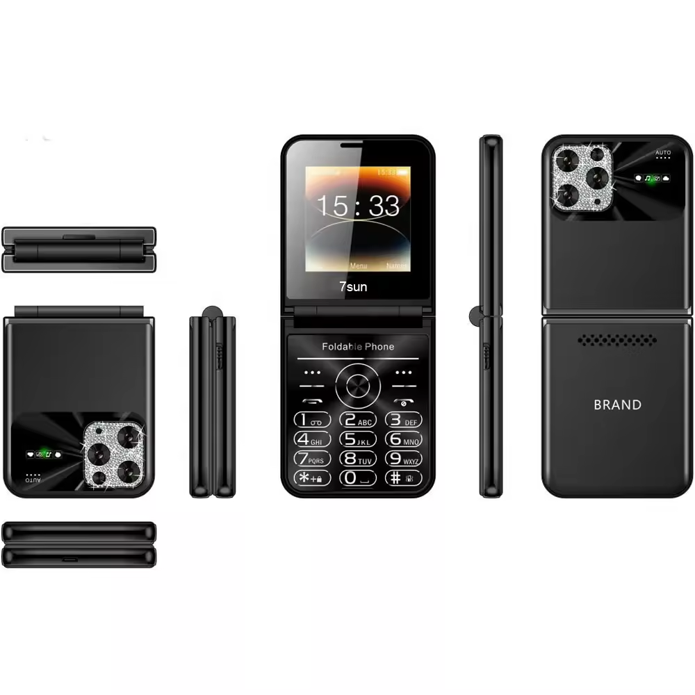 i16 Promax flip phone supports 4 SIM Card 1400mAh battery Qwerty Keyboard FM Radio 2.8 Inch Screen Square Shape Foldable Small Mobile Phone