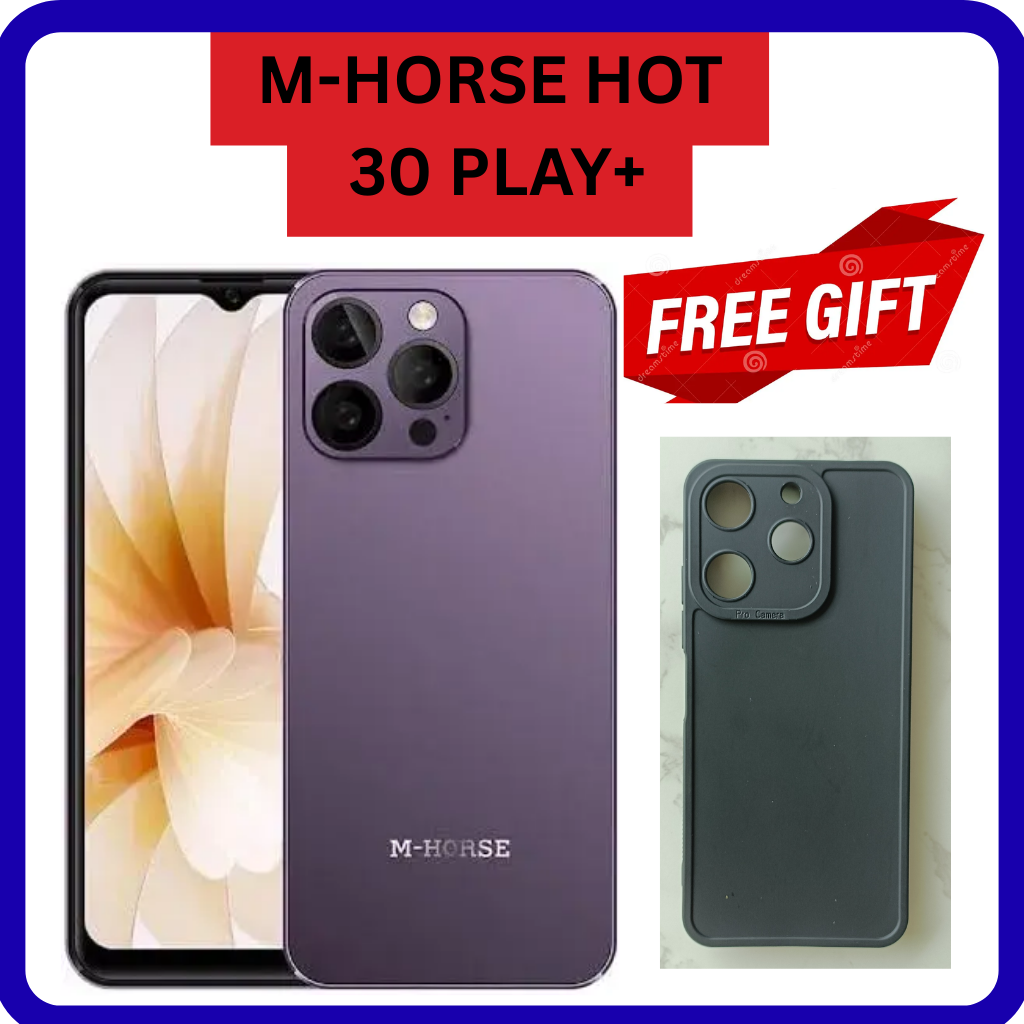 [BRAND NEW] M-HORSE HOT 30 Play + 4GB RAM + 64GB STORAGE 6.6'' Android 13 CPU core Quad-Core 5MP ,Front+8MP ,Rear  Fingerprint Battery 5000mAh Battery smart phones+FREE GIFTS (2 ANTI-DROP SHIELD CASE)