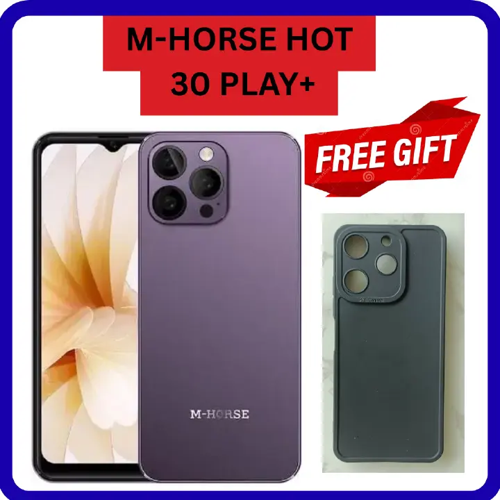 [BRAND NEW] M-HORSE HOT 30 Play + 4GB RAM + 64GB STORAGE 6.6'' Android 13 CPU core Quad-Core 5MP ,Front+8MP ,Rear  Fingerprint Battery 5000mAh Battery smart phones+FREE GIFTS (2 ANTI-DROP SHIELD CASE)