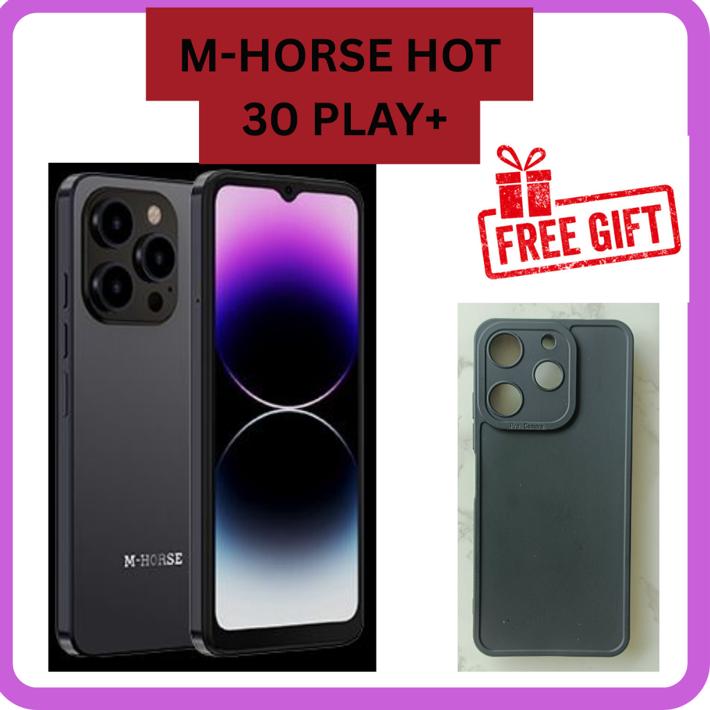 [BRAND NEW] M-HORSE HOT 30 Play + 4GB RAM + 64GB STORAGE 6.6'' Android 13 CPU core Quad-Core 5MP ,Front+8MP ,Rear  Fingerprint Battery 5000mAh Battery smart phones+FREE GIFTS (2 ANTI-DROP SHIELD CASE)