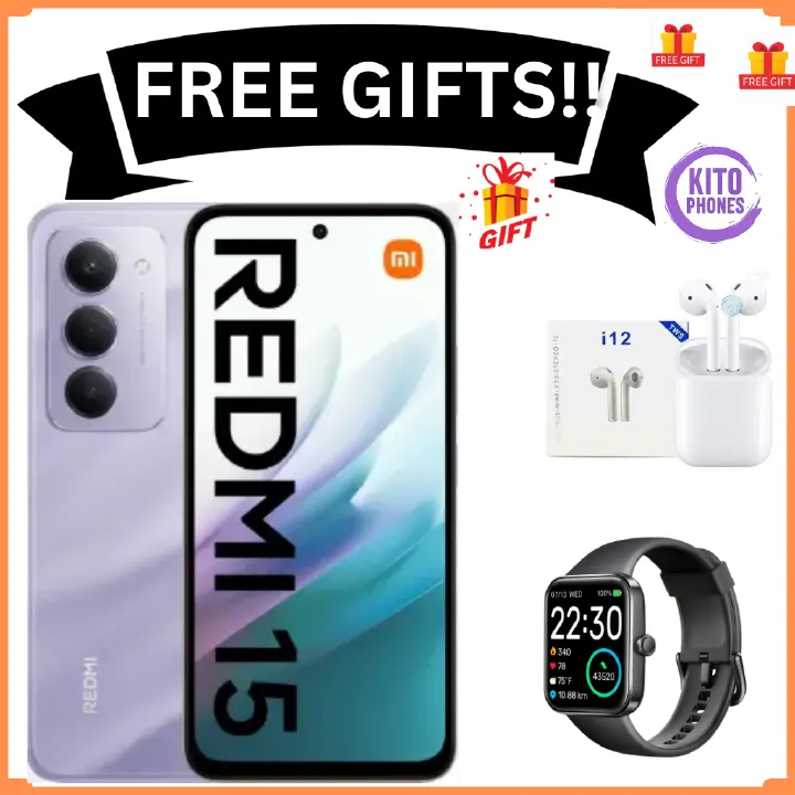 [NEW ARRIVAL] Redmi 15 4G 6.9" 256GB ROM +8GB RAM 7000mAh 33W charger ip64 50MP +8 MP Octa-core Qualcomm SM6225 Snapdragon 685 (6 nm)IPS LCD, 144Hz Android 15 Fingerprint phone smartphone +FREE GIFTS
