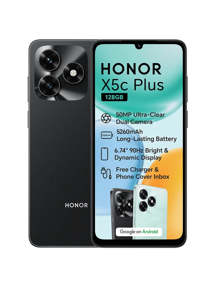 BRAND New Honor X5C PLUS Smart Phone 128GB ROM +4GB RAM  6.74" Display 50MP Camera , 5260mAh Battery Capacity MediaTek Helio G81 PROCESSOR Dual Sim ANDROID 15 Smart Phones