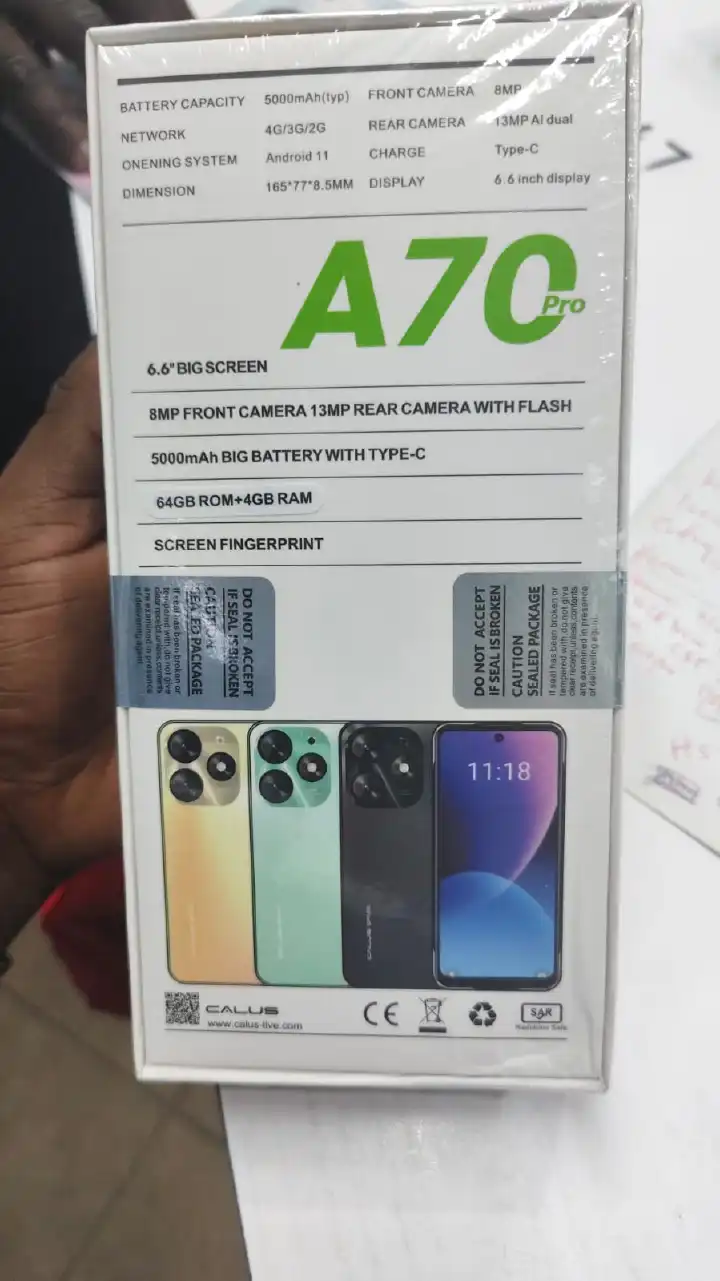 [NEW ARRIVALS!!] ON OFFER. CALUS A70 PRO 3GB RAM + 64 GB ROM, SCREEN FINGERPRINT, 8MP+13MP CAMERA, 5000MAH, 6.6 DISPLAY.SMARTPHONES
