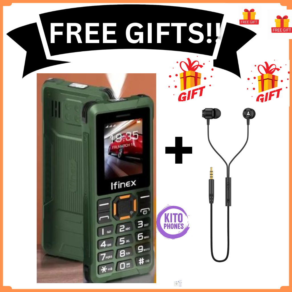 Ifinex T400 TRIPLE SIM CARD FEATURE PHONE WITH Bluetooth /Wireless FM/SD Slot kabambe/katululu/mulika mwizi/button feature phone +Free gift (EARPHONES) just for you