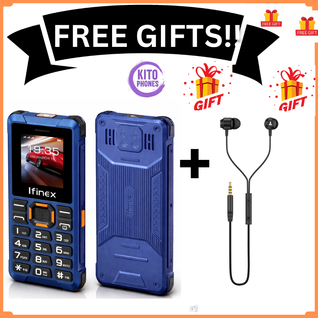 Ifinex T400 TRIPLE SIM CARD FEATURE PHONE WITH Bluetooth /Wireless FM/SD Slot kabambe/katululu/mulika mwizi/button feature phone +Free gift (EARPHONES) just for you