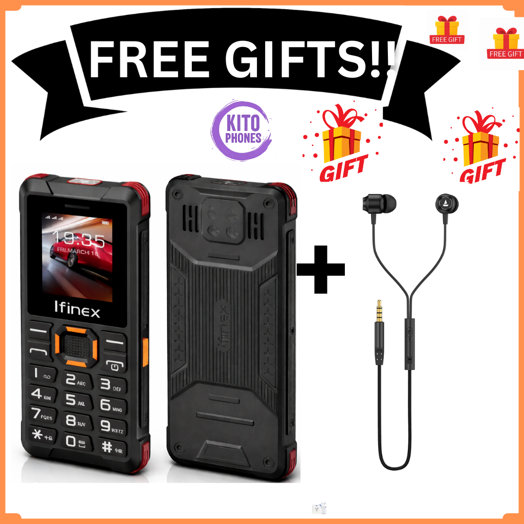 Ifinex T400 TRIPLE SIM CARD FEATURE PHONE WITH Bluetooth /Wireless FM/SD Slot kabambe/katululu/mulika mwizi/button feature phone +Free gift (EARPHONES) just for you