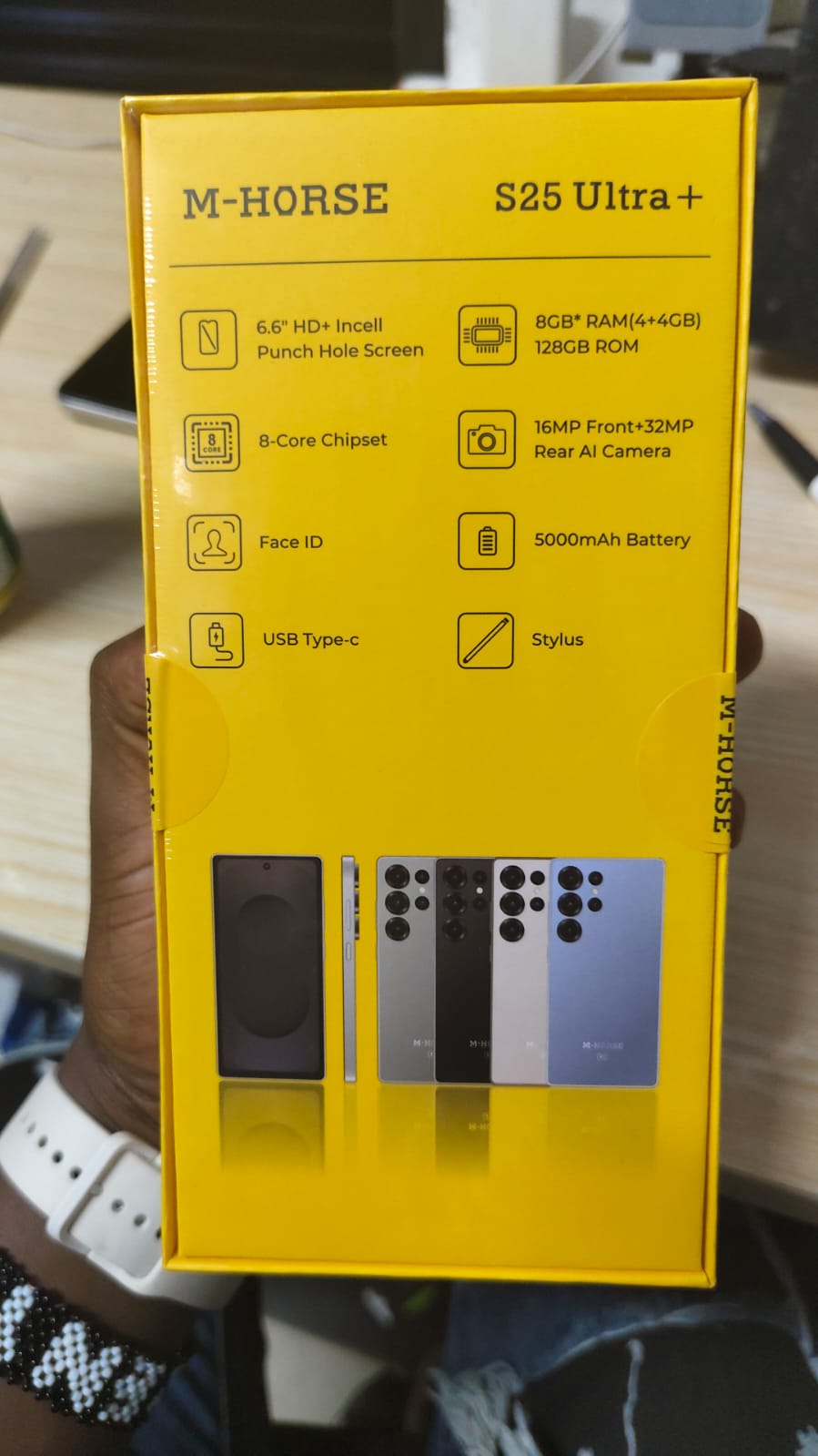 M-HORSE S25 Ultra+ 6.6'' DISPLAY 8GB (4+4GB)RAM + 128GB ROM 16MP Selfie+32MP Rear camera 5000mAh battery capacity with stylus pen side fingerprint UNLOCK Android 14 phone smartphone +FREE AIRPODS