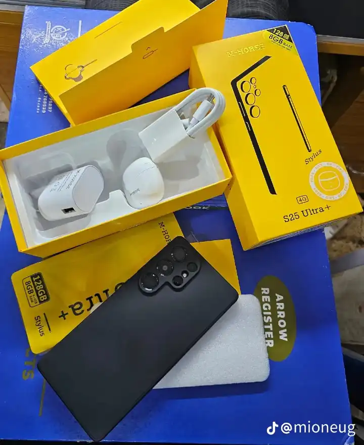 M-HORSE S25 Ultra+ 6.6'' DISPLAY 8GB (4+4GB)RAM + 128GB ROM 16MP Selfie+32MP Rear camera 5000mAh battery capacity with stylus pen side fingerprint UNLOCK Android 14 phone smartphone +FREE AIRPODS