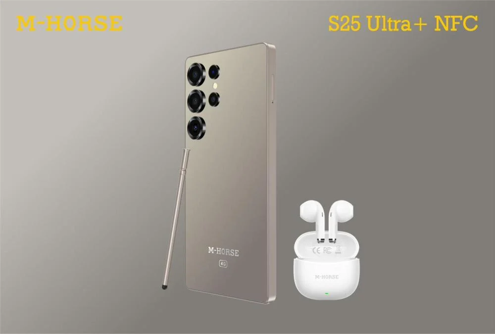 M-HORSE S25 Ultra+ 6.6'' DISPLAY 8GB (4+4GB)RAM + 128GB ROM 16MP Selfie+32MP Rear camera 5000mAh battery capacity with stylus pen side fingerprint UNLOCK Android 14 phone smartphone +FREE AIRPODS