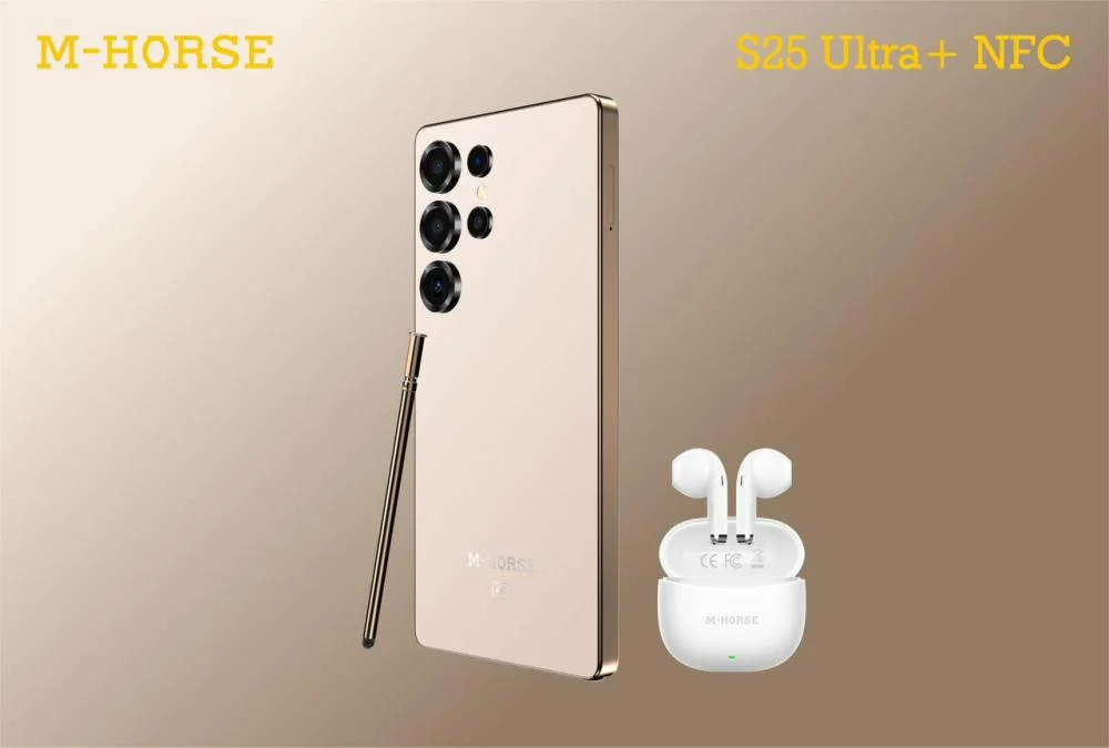 M-HORSE S25 Ultra+ 6.6'' DISPLAY 8GB (4+4GB)RAM + 128GB ROM 16MP Selfie+32MP Rear camera 5000mAh battery capacity with stylus pen side fingerprint UNLOCK Android 14 phone smartphone +FREE AIRPODS