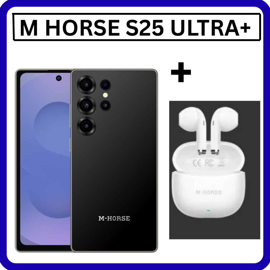 M-HORSE S25 Ultra+ 6.6'' DISPLAY 8GB (4+4GB)RAM + 128GB ROM 16MP Selfie+32MP Rear camera 5000mAh battery capacity with stylus pen side fingerprint UNLOCK Android 14 phone smartphone +FREE AIRPODS