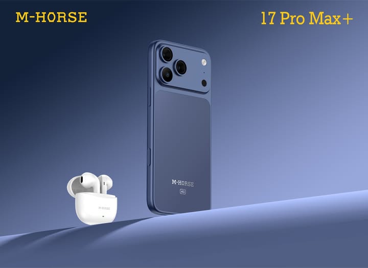 M HORSE 17 PRO MAX+ 128GB ROM + 12GB(6+6GB EXTENDED) RAM, 32MP+16MP AI CAMERA, 5000MAH, 6.6 HD+ INCELL PUNCH HOLE SCREEN, ANDROID 14, FACE ID. WITH FREE EARPODS+ ANTI DROP SHIELDCASE