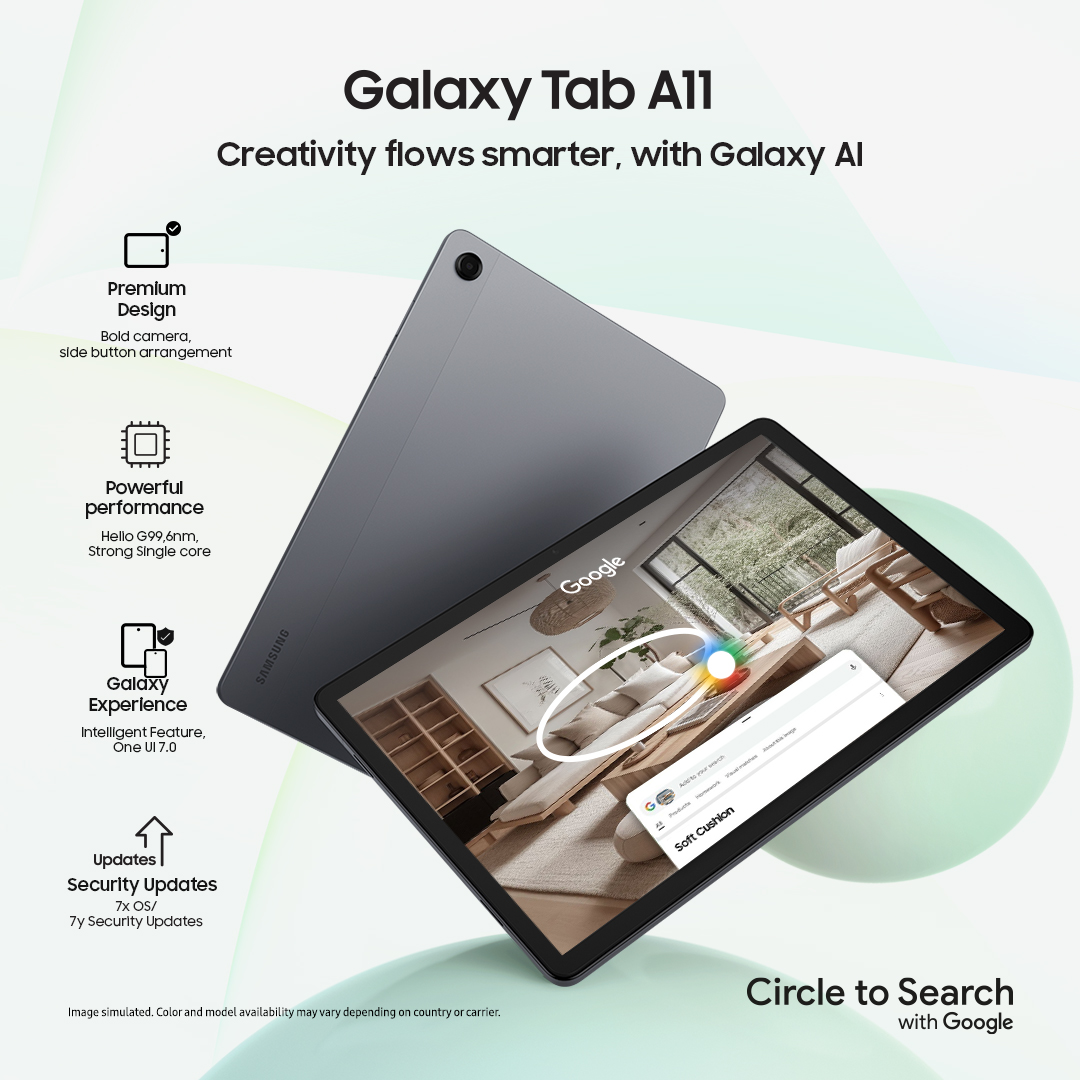 Samsung Galaxy Tab A11 8.7" 90Hz Display, 4G LTE, 64GB ROM/4GB RAM,5100mAh Battery, Portable Tablet for Entertainment & E-learning ANDROID 15 TABLET