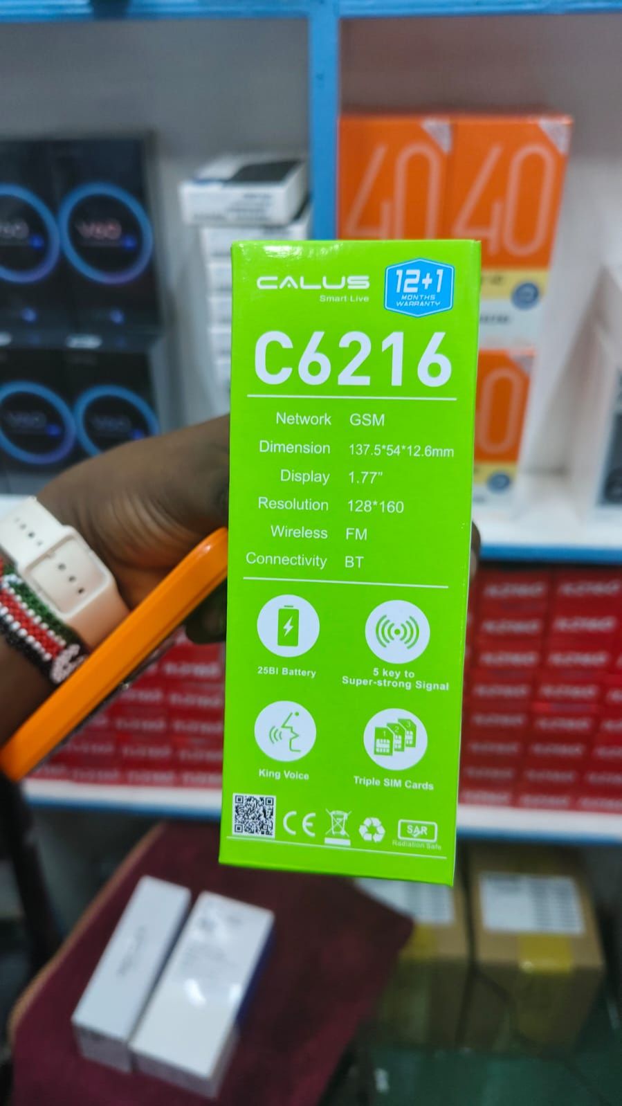 Calus C6216 phone 1.77" screen 25BI Battery wireless FM Torch light Triple sim card TYPE C bright torch CALUS smart live featured phone