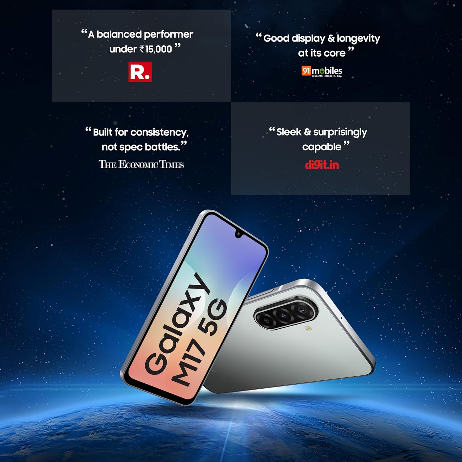 [ NEW ARRIVAL]  Samsung Galaxy M17 5G 128GB+6GB 6.7" Super AMOLED 90Hz Display (50+5+2)MP Rear Camera 13MP Front Camera Dual SIM 5000mAh Battery 25W Charge Galaxy AI Fingerprint Unlock smartphones