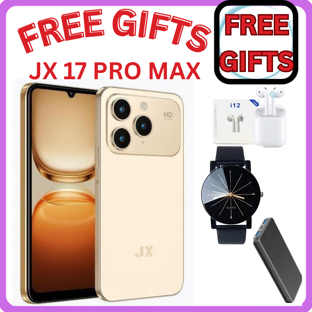 JX 17 Pro Max Android 14 smartphone 128GB Rom +8GB Ram 6.8 inches IPS LCD screen display 5000mAh battery capacity OCTA-CORE Processor 32mp dual main camera+ 16mp selfie android smartphone + FREE GIFTS