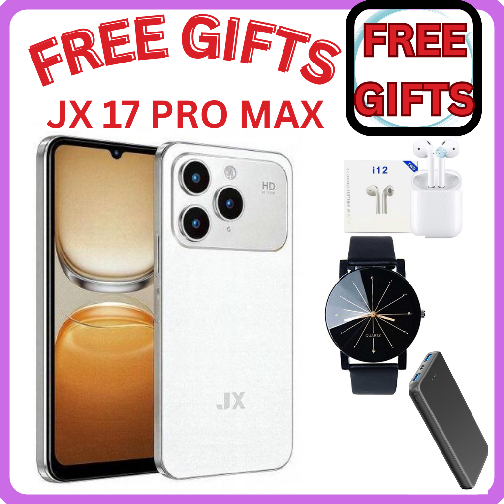 JX 17 Pro Max Android 14 smartphone 128GB Rom +8GB Ram 6.8 inches IPS LCD screen display 5000mAh battery capacity OCTA-CORE Processor 32mp dual main camera+ 16mp selfie android smartphone + FREE GIFTS