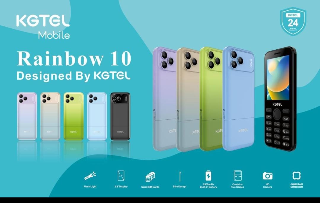 KGTEL RAINBOW 10 2500 mAh Inbuilt Battery 64MB Storage 2.8 inches quad Sim card Slim And Stylish Cell Phone type c charger featured phone