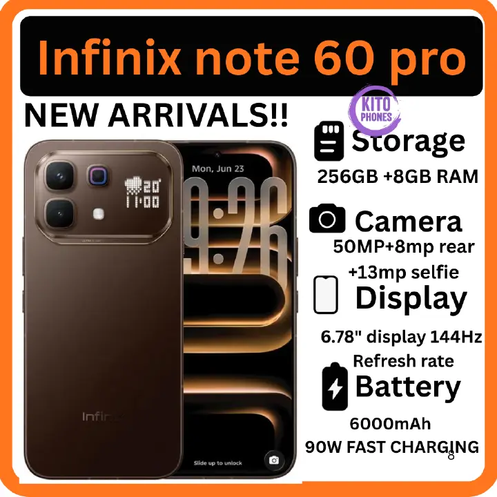 [New Launch] Infinix Note 60 Pro 256GB+16GB (8+8)GB RAM 6.78" 144Hz Screen Dual SIM Slim 5G Phone 50MP Camera 6000mAh Battery 90W charging Android 15 Snapdragon 7s Gen 4 Smart AI PHONES SMARTPHONES