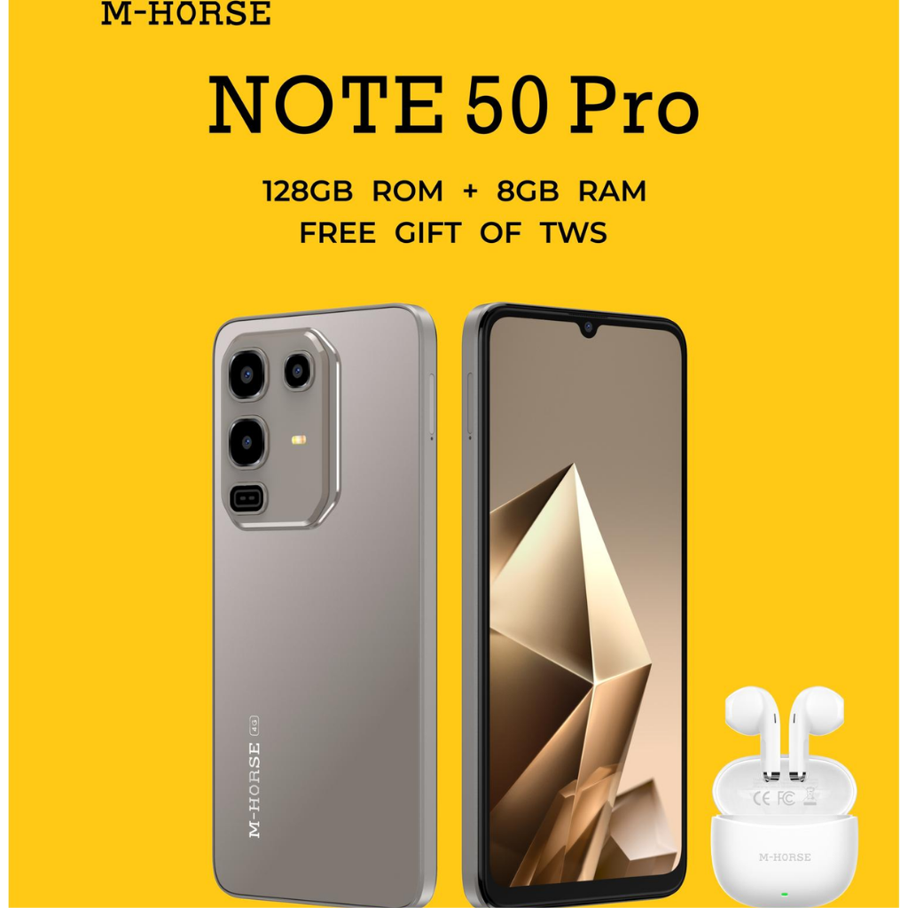 [BRAND NEW] [NEW ARRIVAL] M-HORSE NOTE 50 PRO 128GB ROM+8GB(4+4GB EXTENDED) RAM 5000mAh 16MP SELFIE+32MP REAR CAMERA SCREEN 6.9’’ HD INCELL WATER DROP SCREEN SIDE FINGERPRINT SMART PHONE +FREE EARPODS