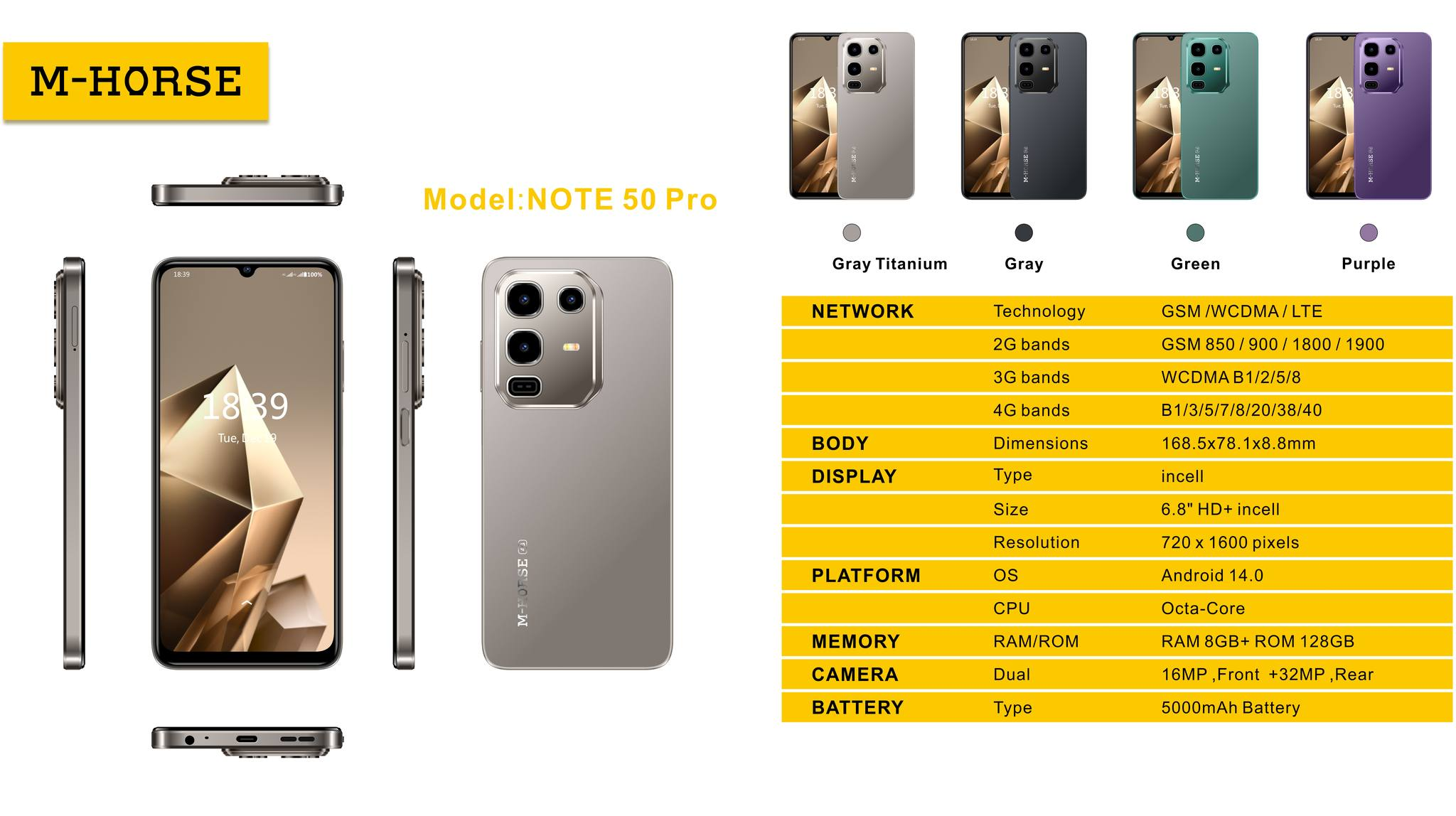 [BRAND NEW] [NEW ARRIVAL] M-HORSE NOTE 50 PRO 128GB ROM+8GB(4+4GB EXTENDED) RAM 5000mAh 16MP SELFIE+32MP REAR CAMERA SCREEN 6.9’’ HD INCELL WATER DROP SCREEN SIDE FINGERPRINT SMART PHONE +FREE EARPODS