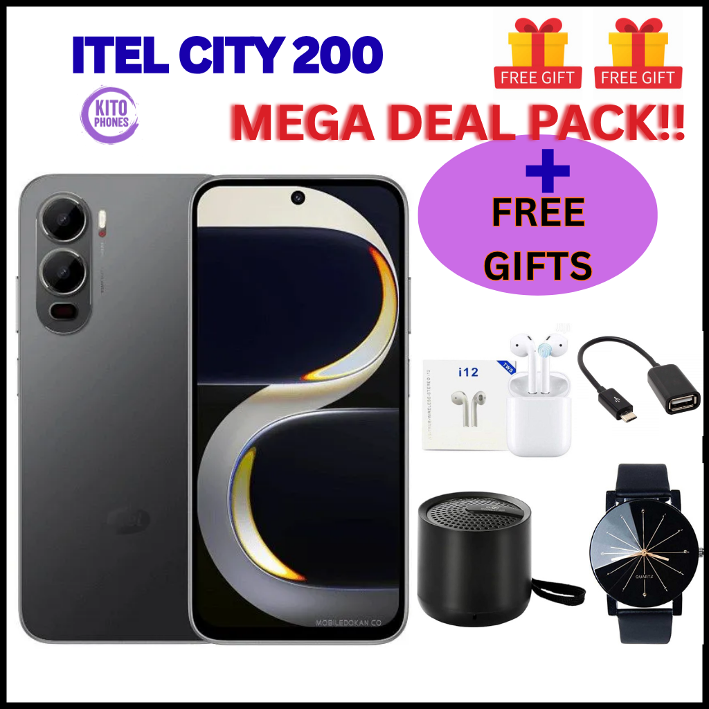 BRAND NEW itel CITY 200 128GB ROM+8GB(4+4GB) EXTENDED RAM 6.78" Dual SIM 4G Network 50MP Camera+ 8MP SELFIE 18W Charging 5200mAh Battery Android 15 Fingerprint Unlock Smart Phones  +FREE GIFTS FOR YOU