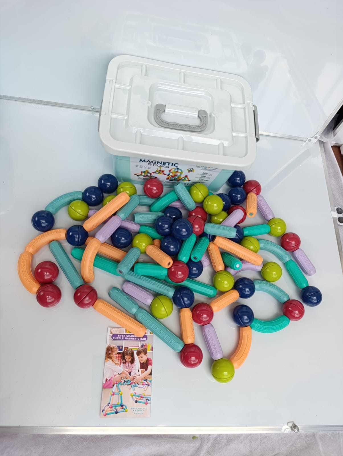 MAGNETIC STICKS. 96PCS-Diy Magnetic Construction Early Learning Constructor Variety Kids Magnetic Rod Building Blocks for Children Toys,  Strong Magnetic Rods & Blocks.