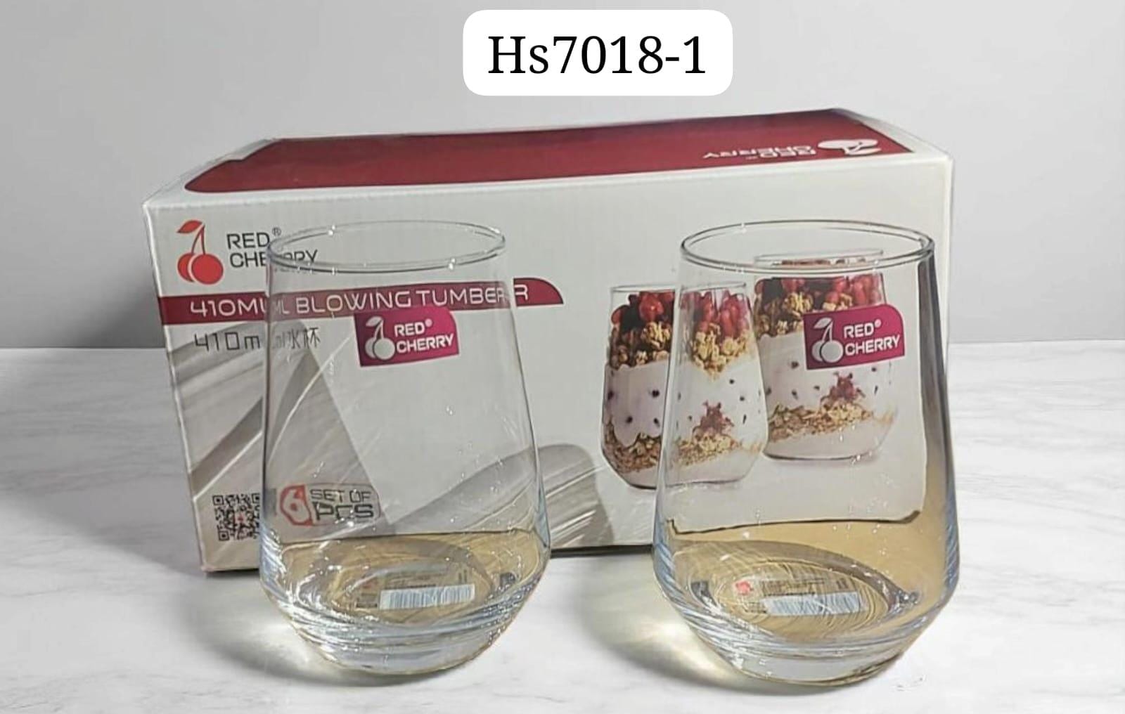 GLASSES. Red Cherry 410ml whisky glass set, Durable glass with smooth finish and sturdy base, Easy to clean and dishwasher safe, smooth finish and sturdy base.