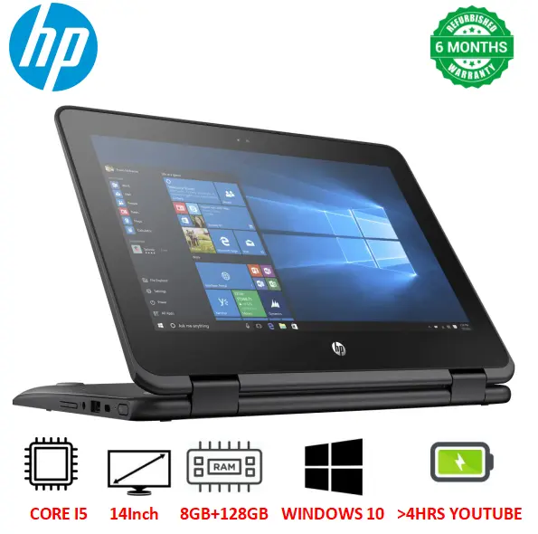 Refurbished HP ProBook 11 G2 X360 Core i5 8th Gen 8GB 7th Gen RAM 128GB SSD 11.6-inch Touchscreen, 2-in-1 Convertible Laptop Windows 11 Pro Laptop PC Refurbished Laptops