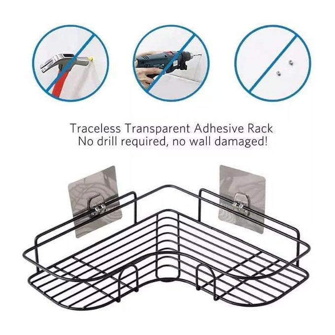 (SPECIAL OFFER) Bathroom Organiser without Drill Bathroom Corner Shelf Adhesive Stand for Corner Rack for Bathroom Shampoo Holder for Bathroom Accessories Multipurpose Bathroom Shelf