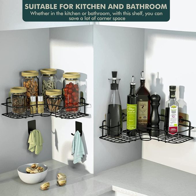 (SPECIAL OFFER) Bathroom Organiser without Drill Bathroom Corner Shelf Adhesive Stand for Corner Rack for Bathroom Shampoo Holder for Bathroom Accessories Multipurpose Bathroom Shelf