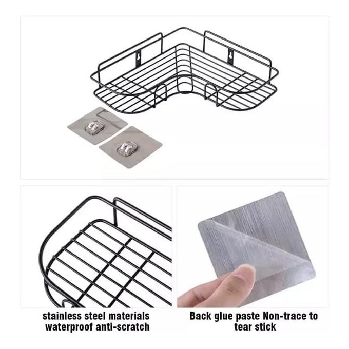 (SPECIAL OFFER) Bathroom Organiser without Drill Bathroom Corner Shelf Adhesive Stand for Corner Rack for Bathroom Shampoo Holder for Bathroom Accessories Multipurpose Bathroom Shelf