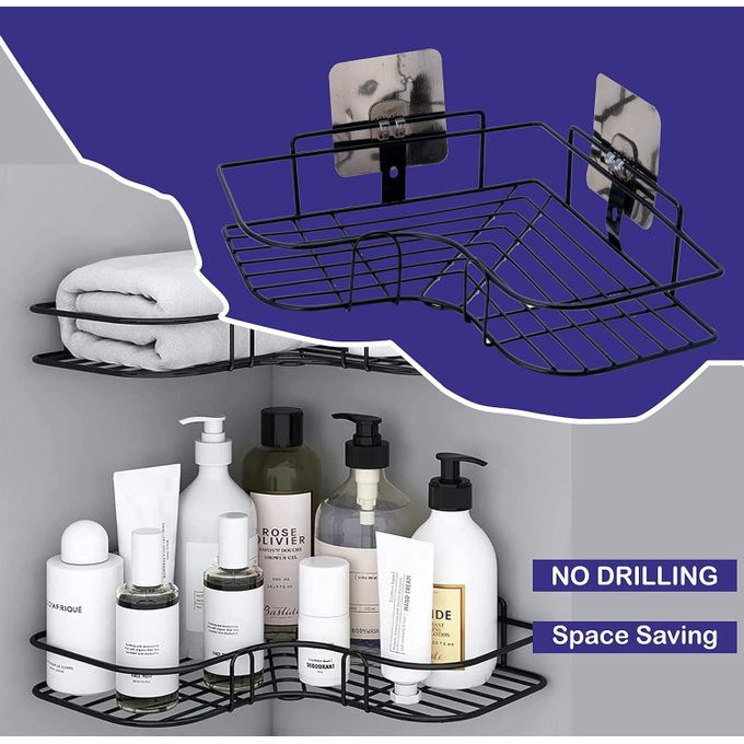 (SPECIAL OFFER) Bathroom Organiser without Drill Bathroom Corner Shelf Adhesive Stand for Corner Rack for Bathroom Shampoo Holder for Bathroom Accessories Multipurpose Bathroom Shelf