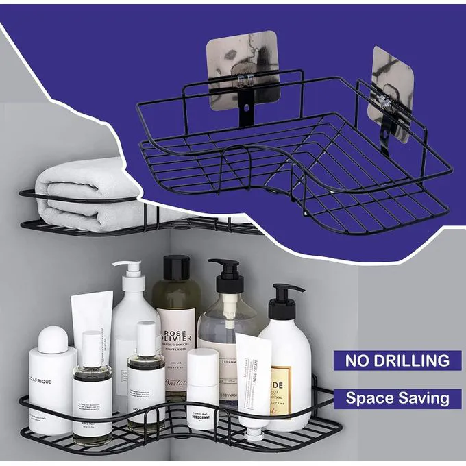 (SPECIAL OFFER) Bathroom Organiser without Drill Bathroom Corner Shelf Adhesive Stand for Corner Rack for Bathroom Shampoo Holder for Bathroom Accessories Multipurpose Bathroom Shelf
