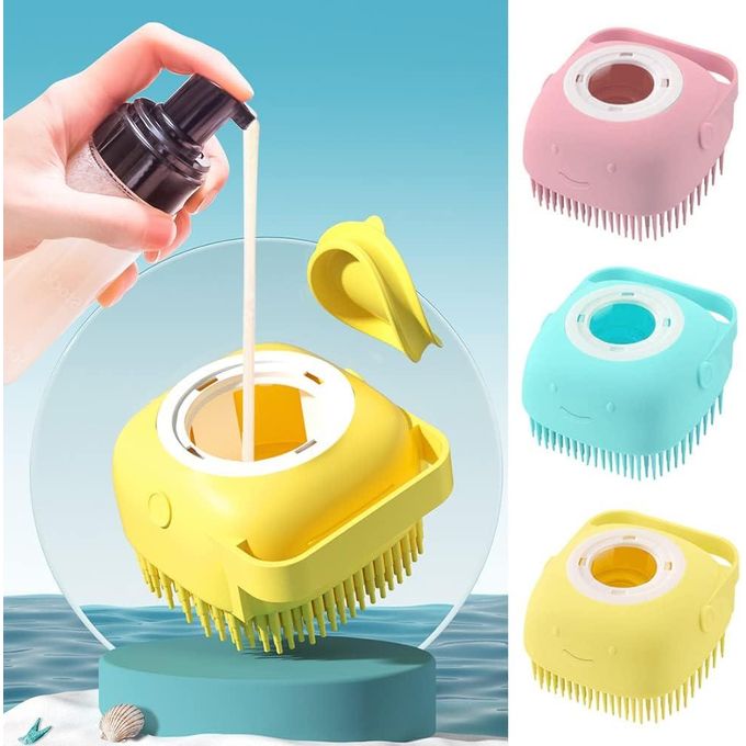 Bathing Silicone Bath Brush,Exfoliating Body Massage Brush,Silicone Scrubber Massage Brush Soft Shower Brush Suitable for Bathing with liquid soap port