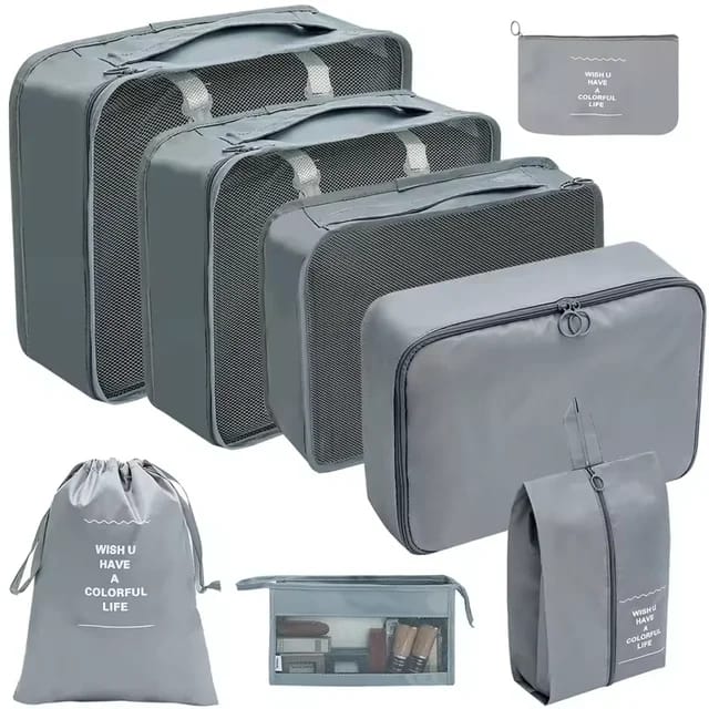 8pcs Luggage Travel Organizers For Suitcase With Toiletry Case