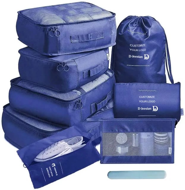 8pcs Luggage Travel Organizers For Suitcase With Toiletry Case