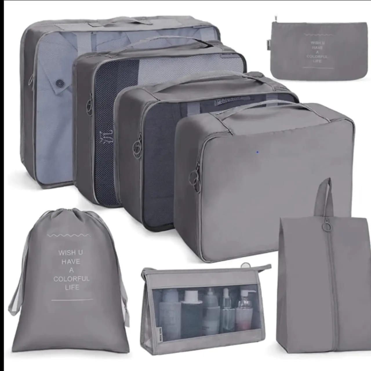 8pcs Luggage Travel Organizers For Suitcase With Toiletry Case