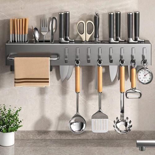 Quality Carbon Steel Wall Mounted Cutlery Organizer For knives, Forks, Spoons, towels, scissors