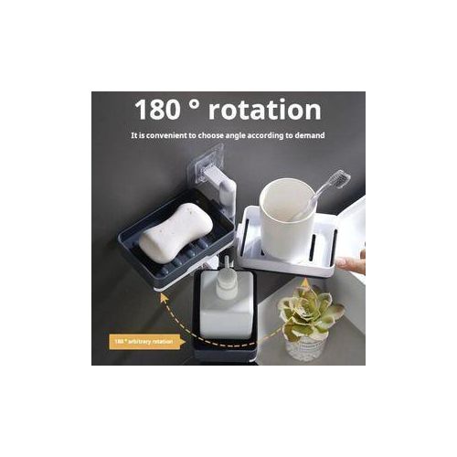 Rotating Drain Soap Holder Bathroom Rack Wall Soap Box Holder Drilling-Free Soap Holder Wall Mounted Soap Organizer Soap Case