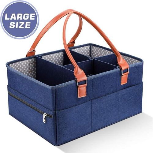 Baby Diaper Caddy Organizer Large Tote - Baby Diaper Organizer Caddy Perfect for Nursery Changing Table, New Born Shower, Car Storage Basket or Moving Room