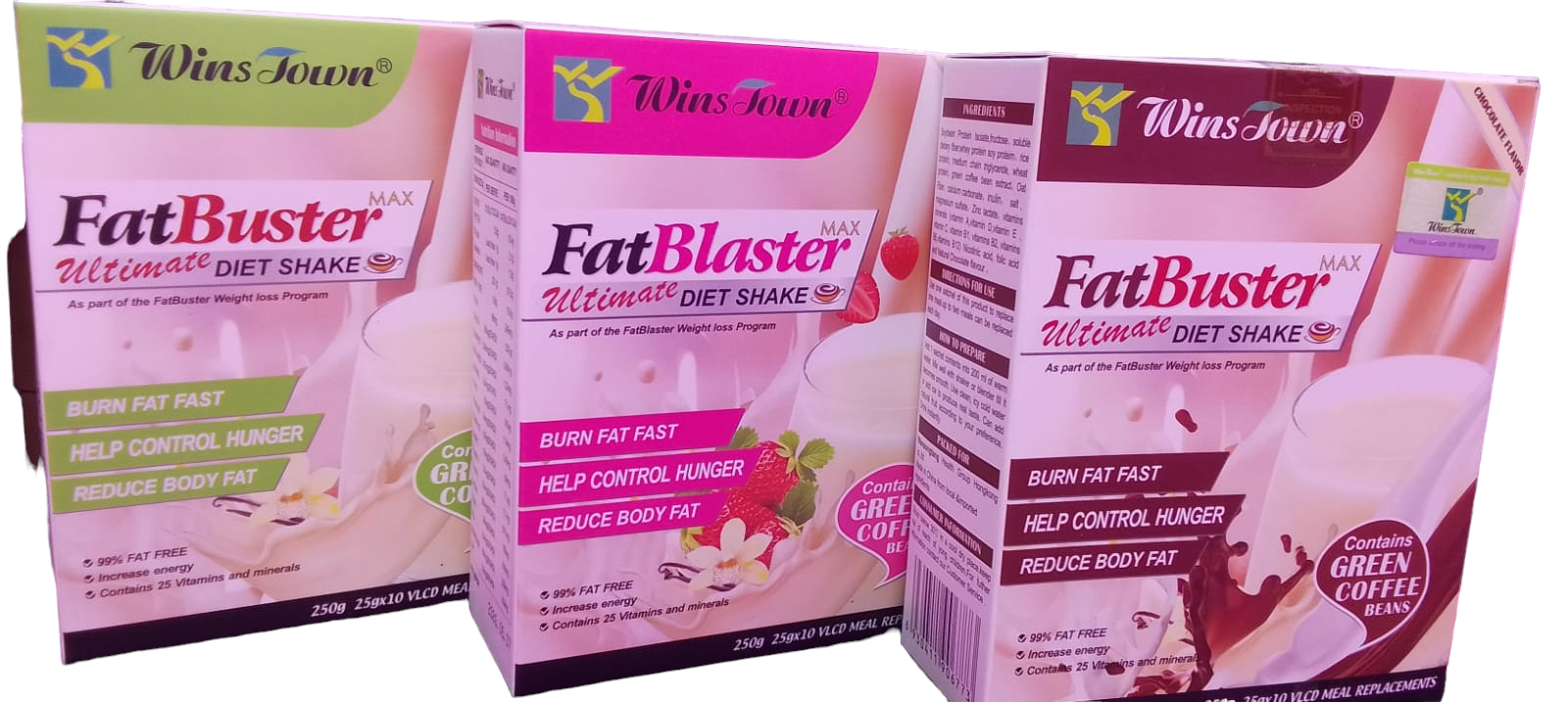 Wins Town Fat blaster Diet Shake , Weight Loss Slimming Meal Replacement with green coffee, Strawberry Flavor