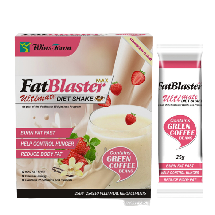 Wins Town Fat blaster Diet Shake , Weight Loss Slimming Meal Replacement with green coffee, Strawberry Flavor