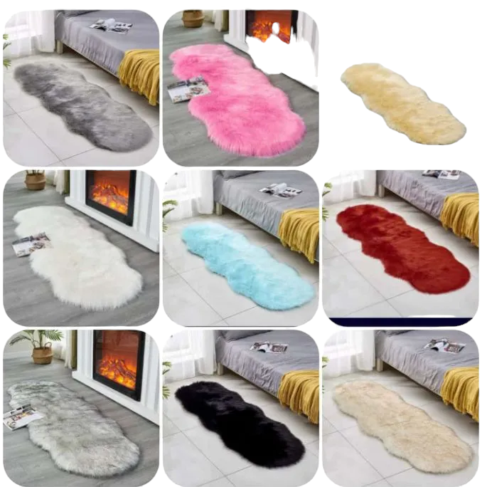 Fluffy faux fur dashboard/bedside mat-Rug Non-Slip Durable Faux Fur Sheepskin Style Rug Imitation Sheepskin Carpet for Living Room Bedroom Sofa