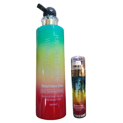 Pure Indian White Whitening Lotion and Serum Lightens Dark Spots, Evens Skin Tone, Hydrates Deeply, Nourishes, Smooths Texture, Suitable For Face & Body