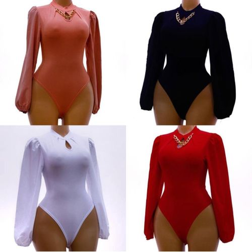 Fashion Ladies' Body Suits Tops-Red