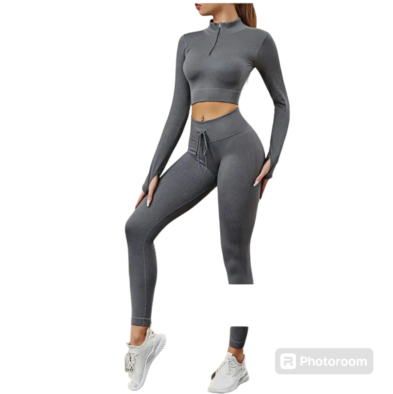 2Pcs Set Yoga Set Women Sport Suit Gymwear Workout Clothes Long Sleeve Gym Crop Top High Waist Leggings Fitness Sports Wear