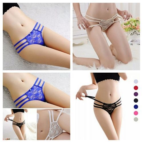 Fashion 3PCs Strappy Lace Silk Seamless Sexy Thong Ladies Panty