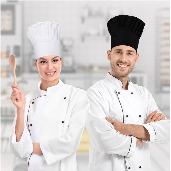 Chef Hat,Adult Adjustable Hook and Loop Tape Baker Hat Kitchen Cooking Chef Cap for Men Women Kids