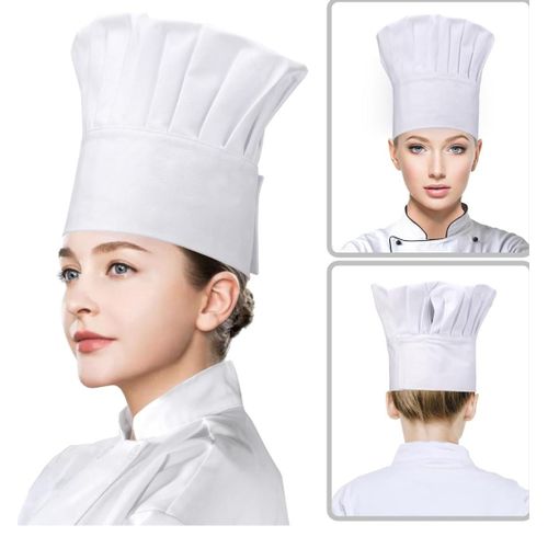 Chef Hat,Adult Adjustable Hook and Loop Tape Baker Hat Kitchen Cooking Chef Cap for Men Women Kids